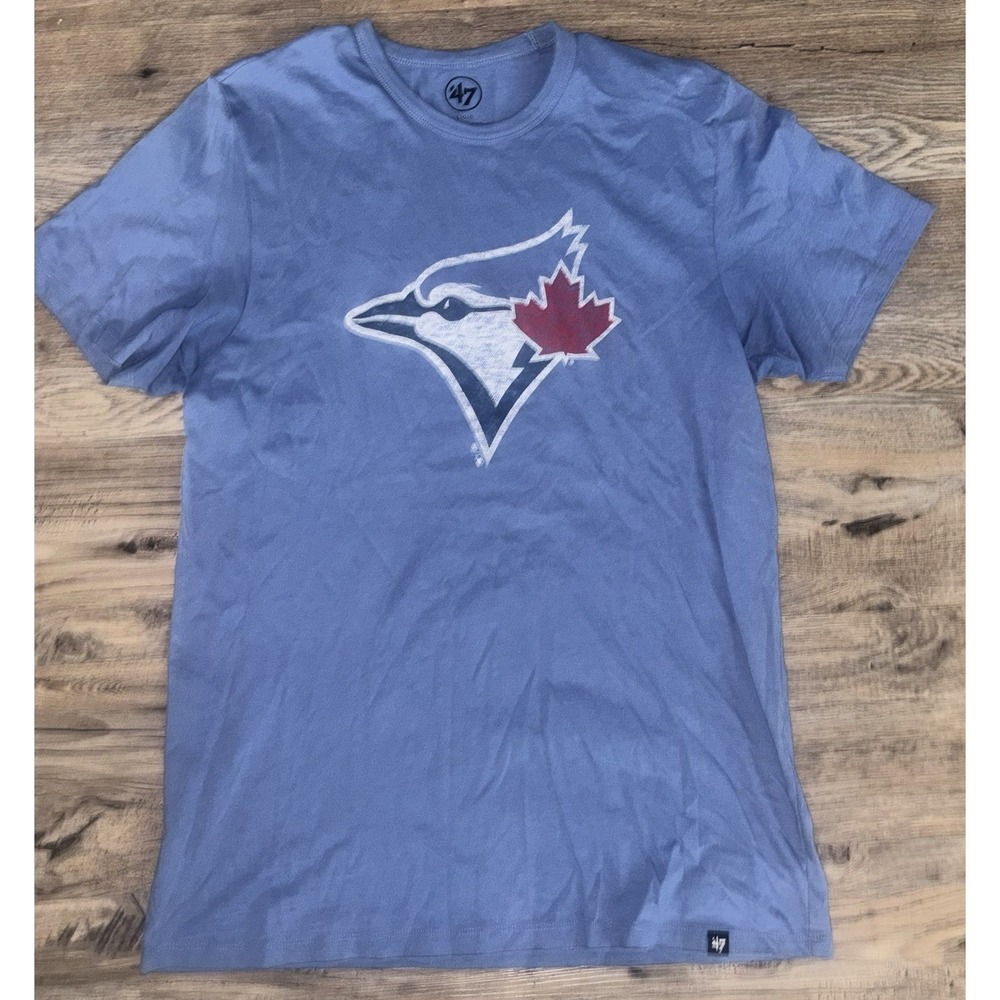 MLB Toronto Blue Jays Bird Logo Men's 47 Brand Blue Baseball T-Shirt Size Large